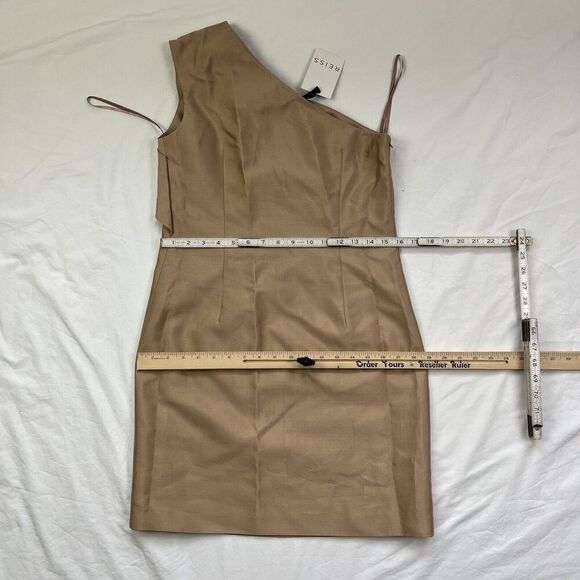 Reiss Tamsin One Shoulder Dress Mocha Brown Beige Size 4 Classicore Old Money - Picture 7 of 13